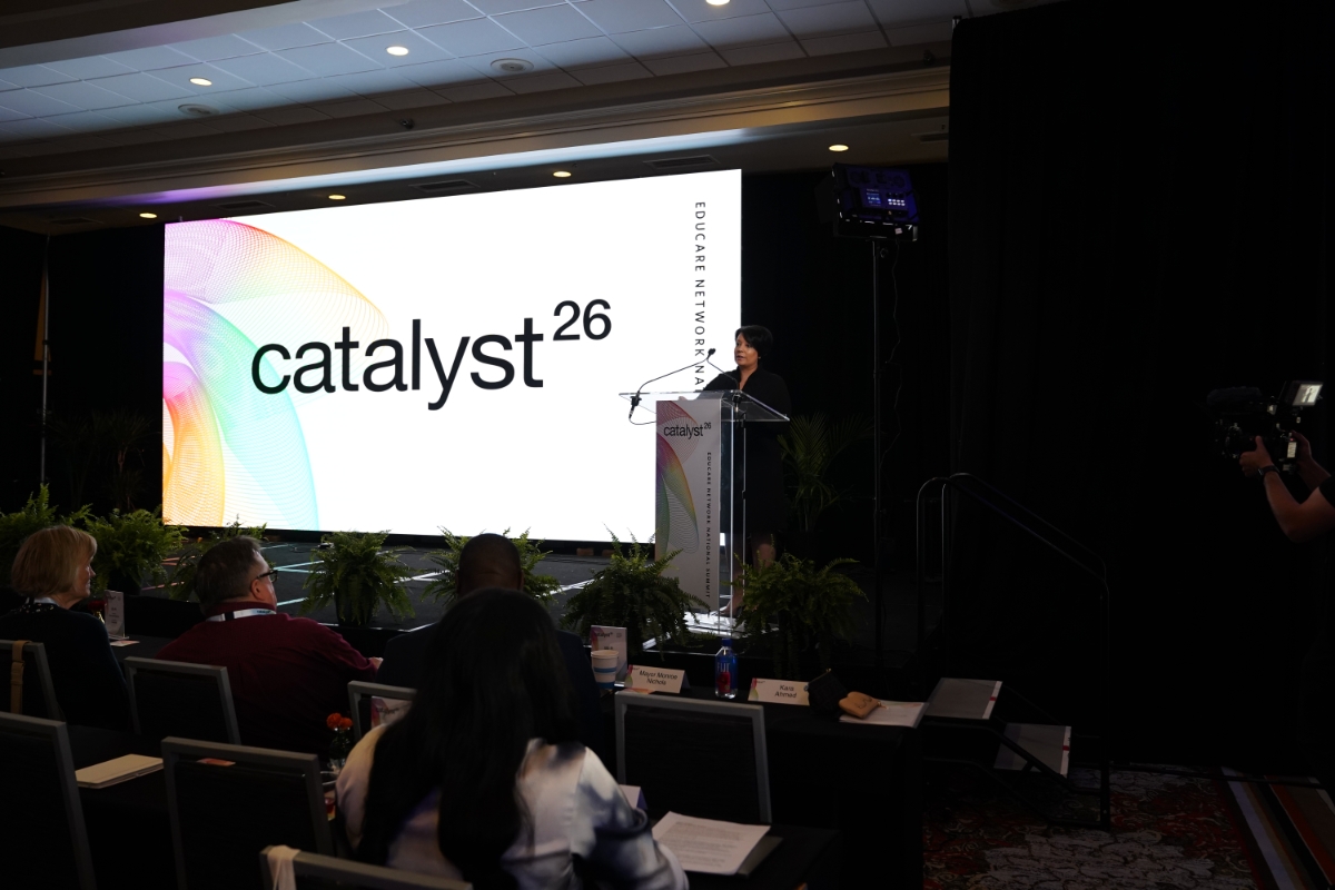 Kara H. Ahmed, President & CEO of the Educare Network, delivers the welcome address during the Catalyst 26: Educare Network National Summit opening plenary on Tuesday, May 12, 2026 in Tulsa, Oklahoma. The national Educare Network is an independent organization advancing a unified approach to early childhood education in 25 schools across 15 states, the District of Columbia, and the Winnebago Reservation in Nebraska. By connecting research, practice, and policy, Educare builds high-quality early learning environments, supports workforce development, and informs public systems that shape outcomes for children from birth to age five.