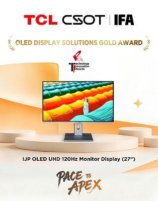The OLED Display Solutions Gold Award Certificate The OLED Display Solutions Gold Award Certificate