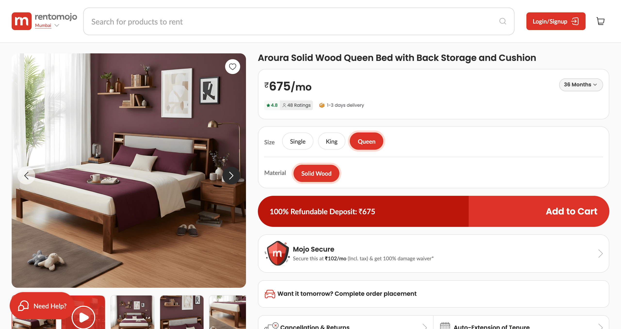 Rent bed and mattress in mumbai