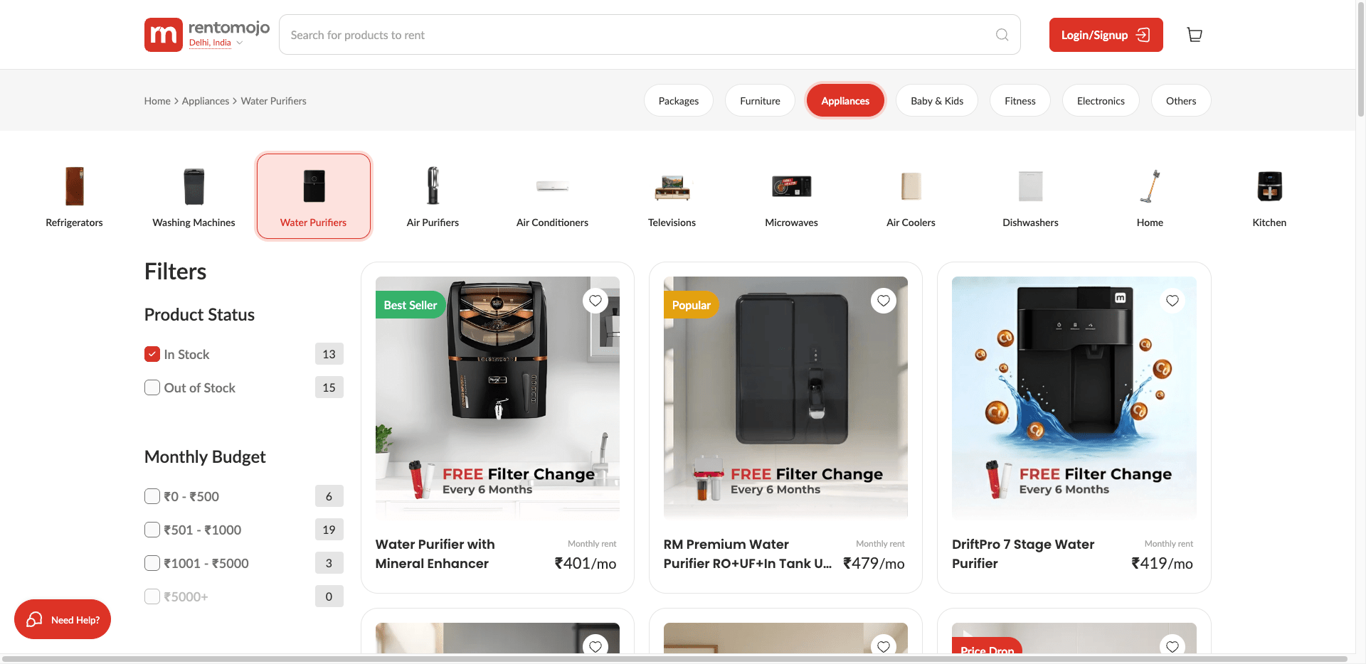 rent water purifier in bangalore