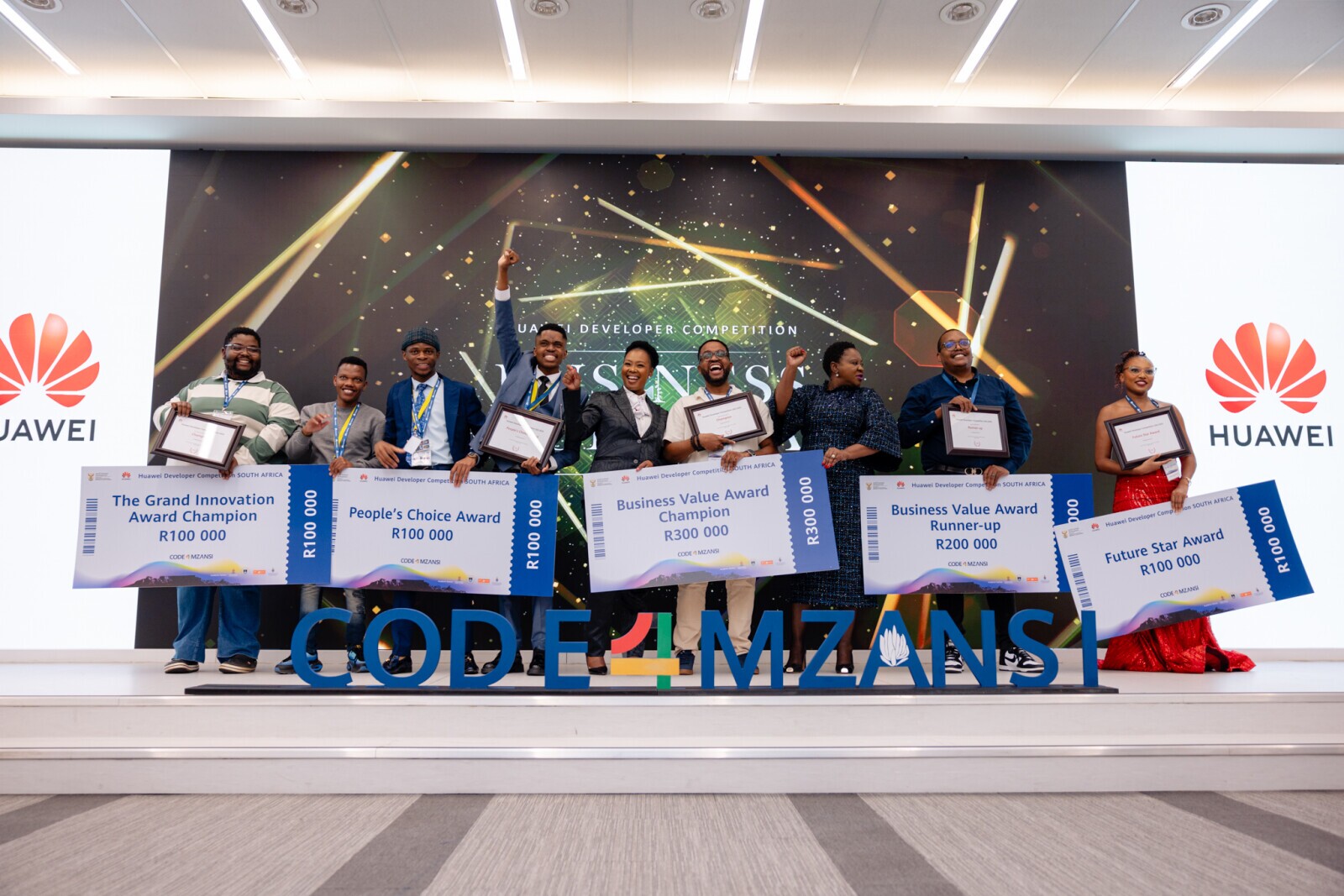 The winners at the Huawei Developer Competition, Code4Mzansi
