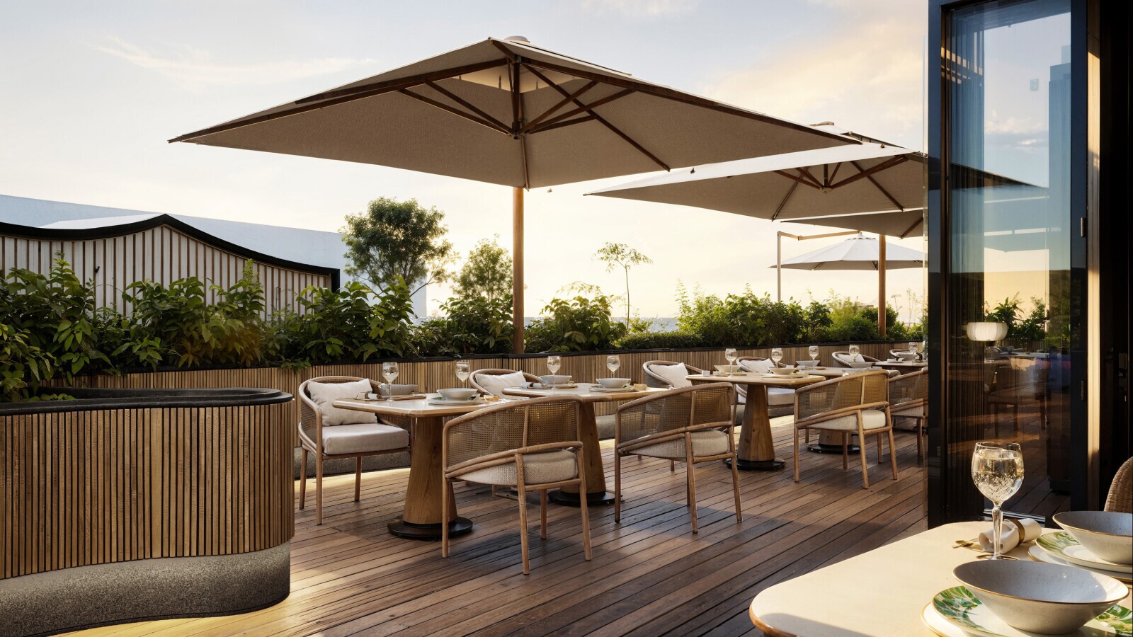 Mandarin Oriental Hangzhou’s al fresco dining area presents a luxurious dining experience (Artist’s impression)