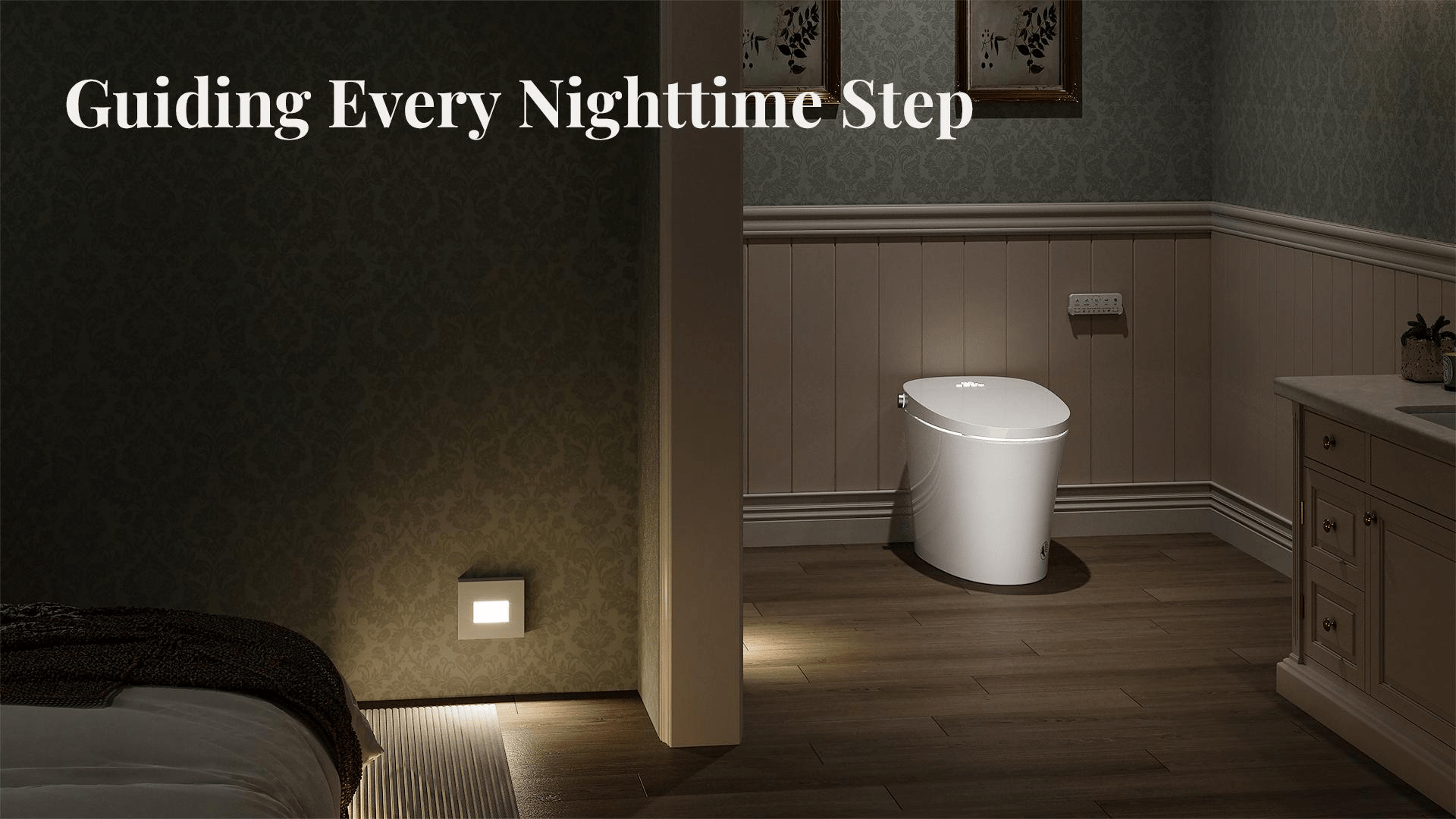 Uncle Brown ST12U nightlight, along with other motion-activated nightlights, provides a safe passageway for nighttime toilet use.