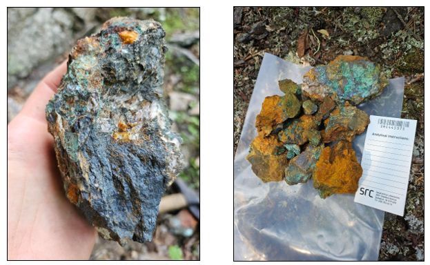 Maimann Lake area grab samples showing visible Chalcocite and Malachite