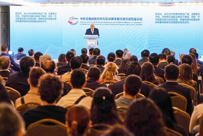 Former Greek President Prokopis Pavlopoulos speaks during a forum to mark the 20th anniversary of the China-Greece comprehensive strategic partnership in Athens, Greece, May 7, 2026. (Xinhua/Peng Ziyang) (PRNewsfoto/Xinhua)
