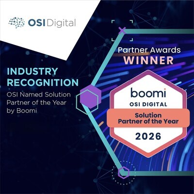 OSI Digital Recognized as a Winner of Boomi FY26 Global Partner of the Year Awards (CNW Group/OSI Digital) OSI Digital Recognized as a Winner of Boomi FY26 Global Partner of the Year Awards (CNW Group/OSI Digital)