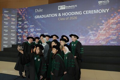 Mdm Rahayu Mahzam with graduates from the Duke-NUS Medical School Class of 2026 and leaders from Duke-NUS, Duke University, NUS and SingHealth // Photo credit: Duke-NUS Medical School Mdm Rahayu Mahzam with graduates from the Duke-NUS Medical School Class of 2026 and leaders from Duke-NUS, Duke University, NUS and SingHealth // Photo credit: Duke-NUS Medical School