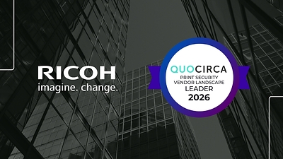 Ricoh has again been named a Leader in Quocirca's Print Security Vendor Landscape 2026, maintaining its longstanding ‘Leader’ status. Ricoh has again been named a Leader in Quocirca's Print Security Vendor Landscape 2026, maintaining its longstanding ‘Leader’ status.