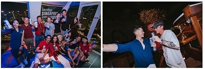 Guests enjoying Tiger's National Day celebrations on a bumboat and Singapore Flyer capsule Guests enjoying Tiger's National Day celebrations on a bumboat and Singapore Flyer capsule