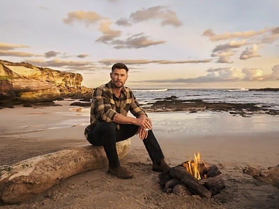 Archie Rose Co-Owner Chris Hemsworth on Australian beach Archie Rose Co-Owner Chris Hemsworth on Australian beach